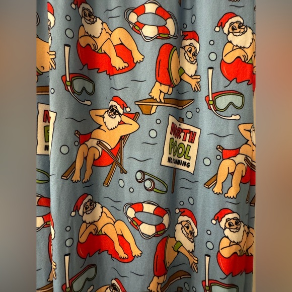 #1496 Main and Local Christmas Holiday Poolside Santa Sleep Pants Pajama Bottoms - Picture 4 of 10